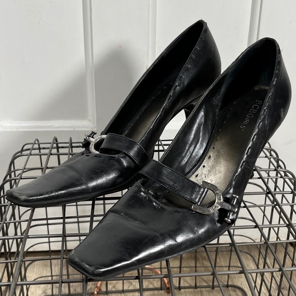 BCBGirls Black Buckle Extra Long X-Toe Heel